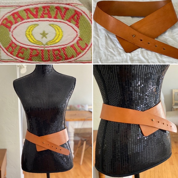 1980’s BANANA REPUBLIC BROWN LEATHER BELT MADE IN ENGLAND - Picture 2 of 14